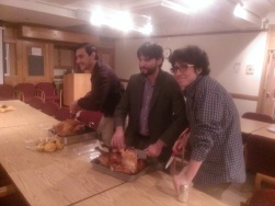 The boys and their turkeys at the Synapsis Friendsgiving.