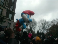 The Smurfs making an appearance at the Macy's Thanksgiving Day Parade.